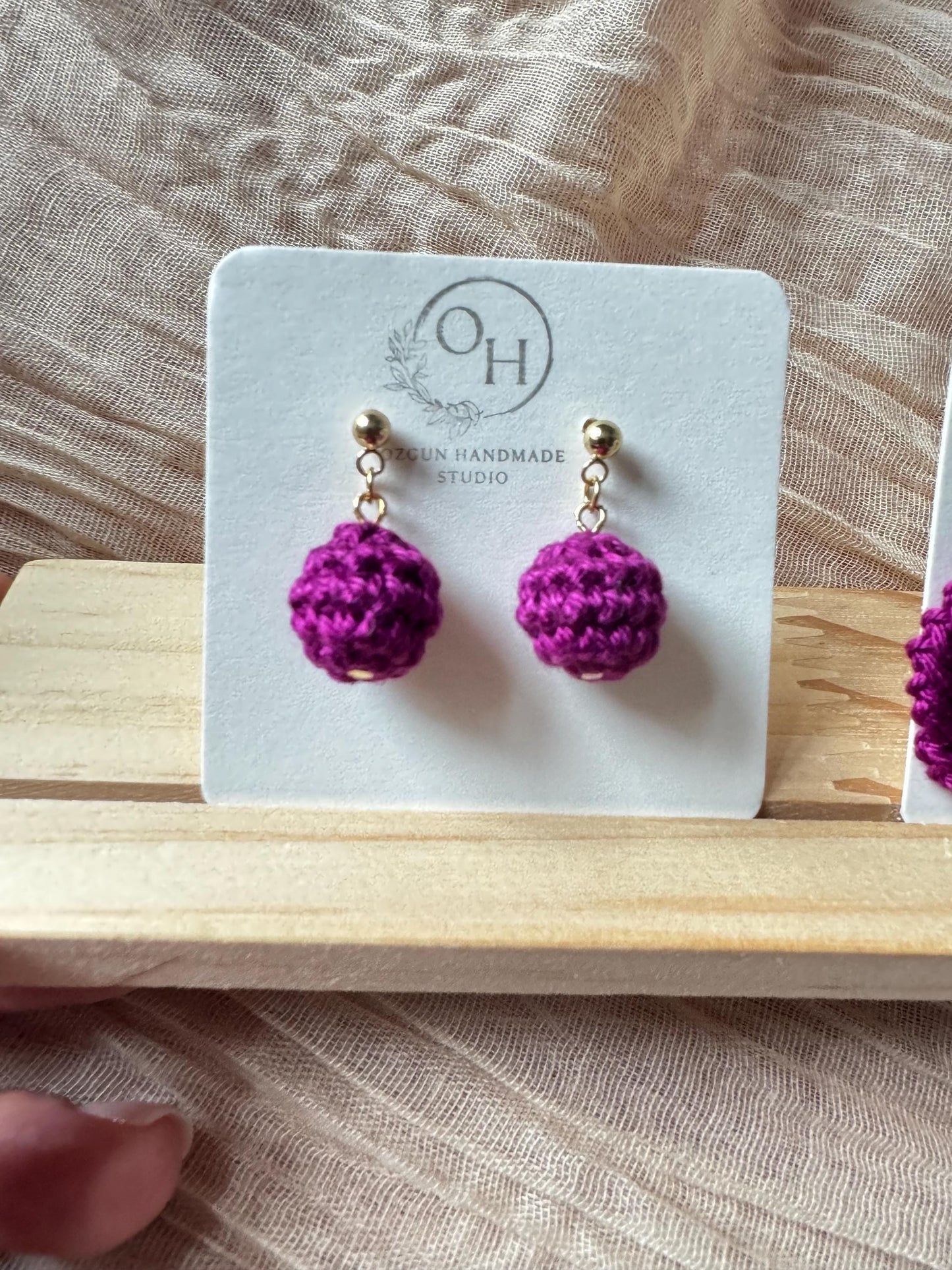 Mini Crochet Dangle Earrings – Colourful Lightweight Handmade Earrings