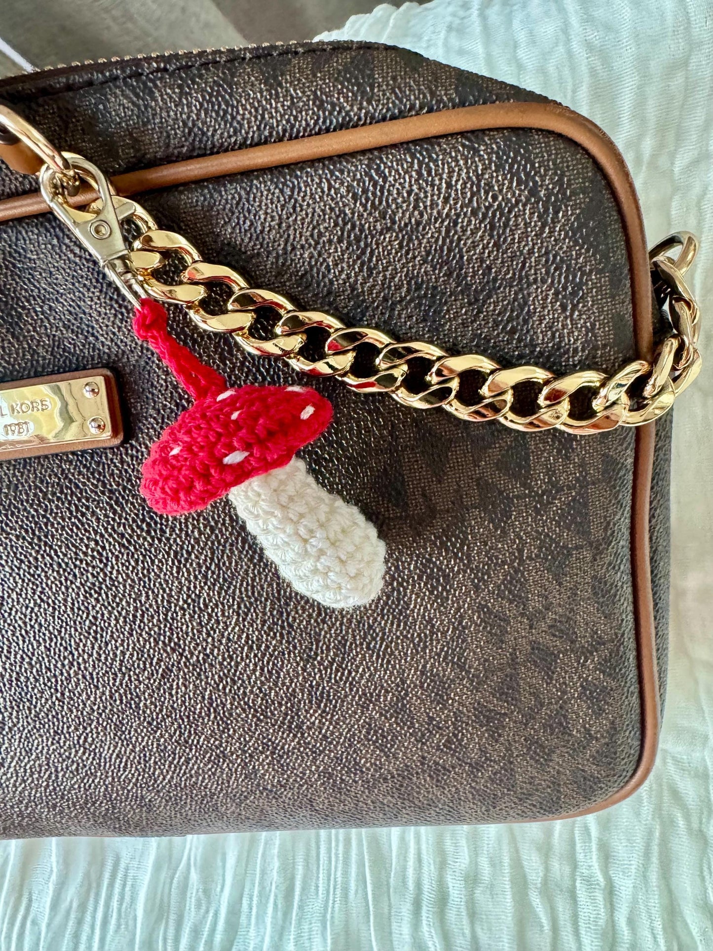 Mushroom Crochet Keychain – Handmade Botanical Bag Charm