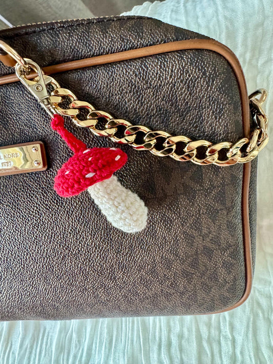 Mushroom Crochet Keychain – Handmade Botanical Bag Charm