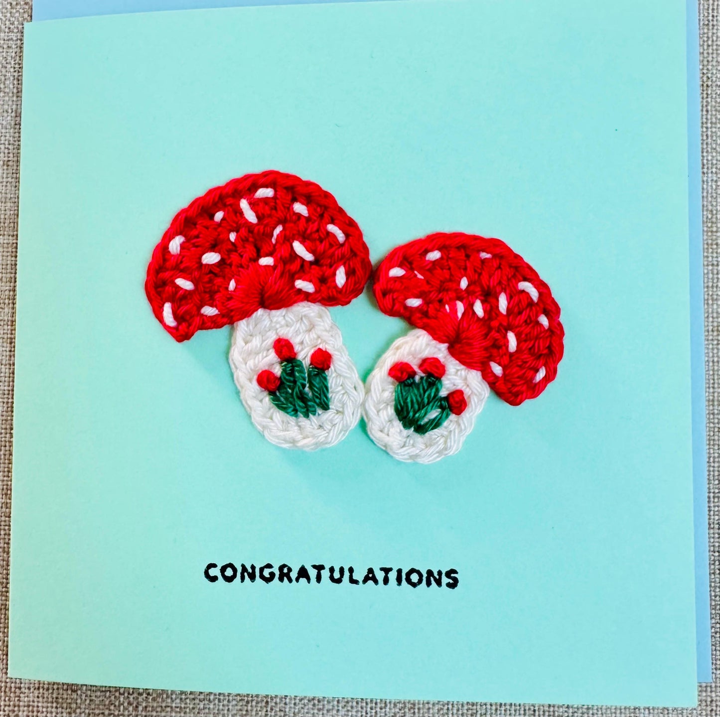 Mushroom Greeting Card – Handmade Woodland Keepsake Gift, Blank Inside - choose your message