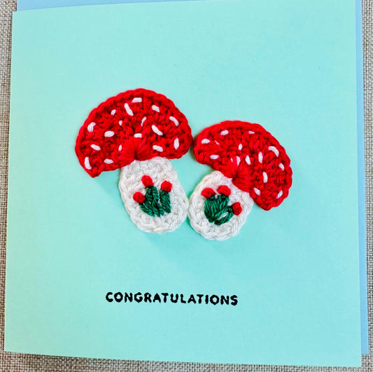 Mushroom Greeting Card – Handmade Woodland Keepsake Gift, Blank Inside - choose your message