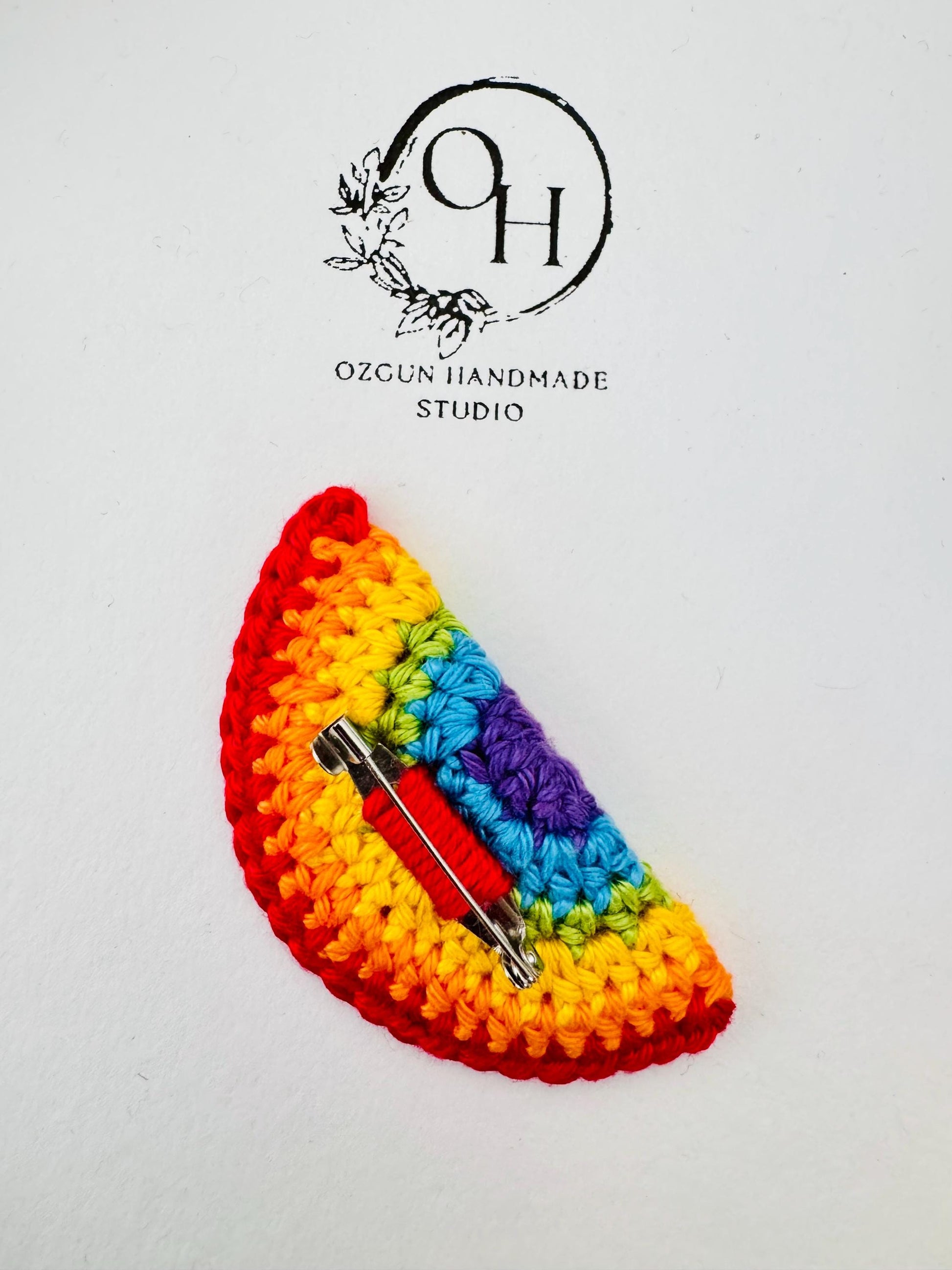 Rainbow Brooch – Handmade Pride Pin - Crochet