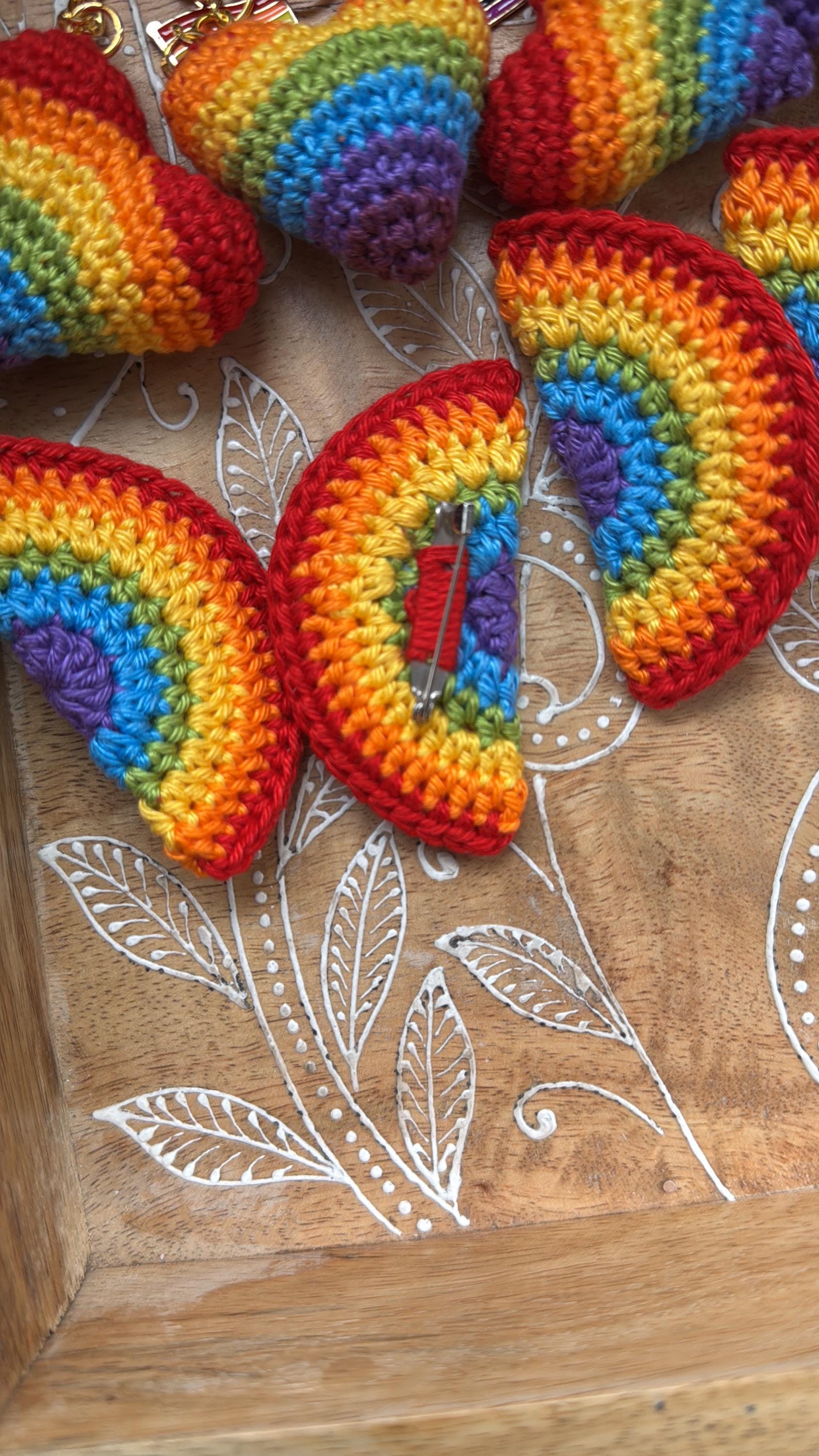 Rainbow Brooch – Handmade Pride Pin - Crochet