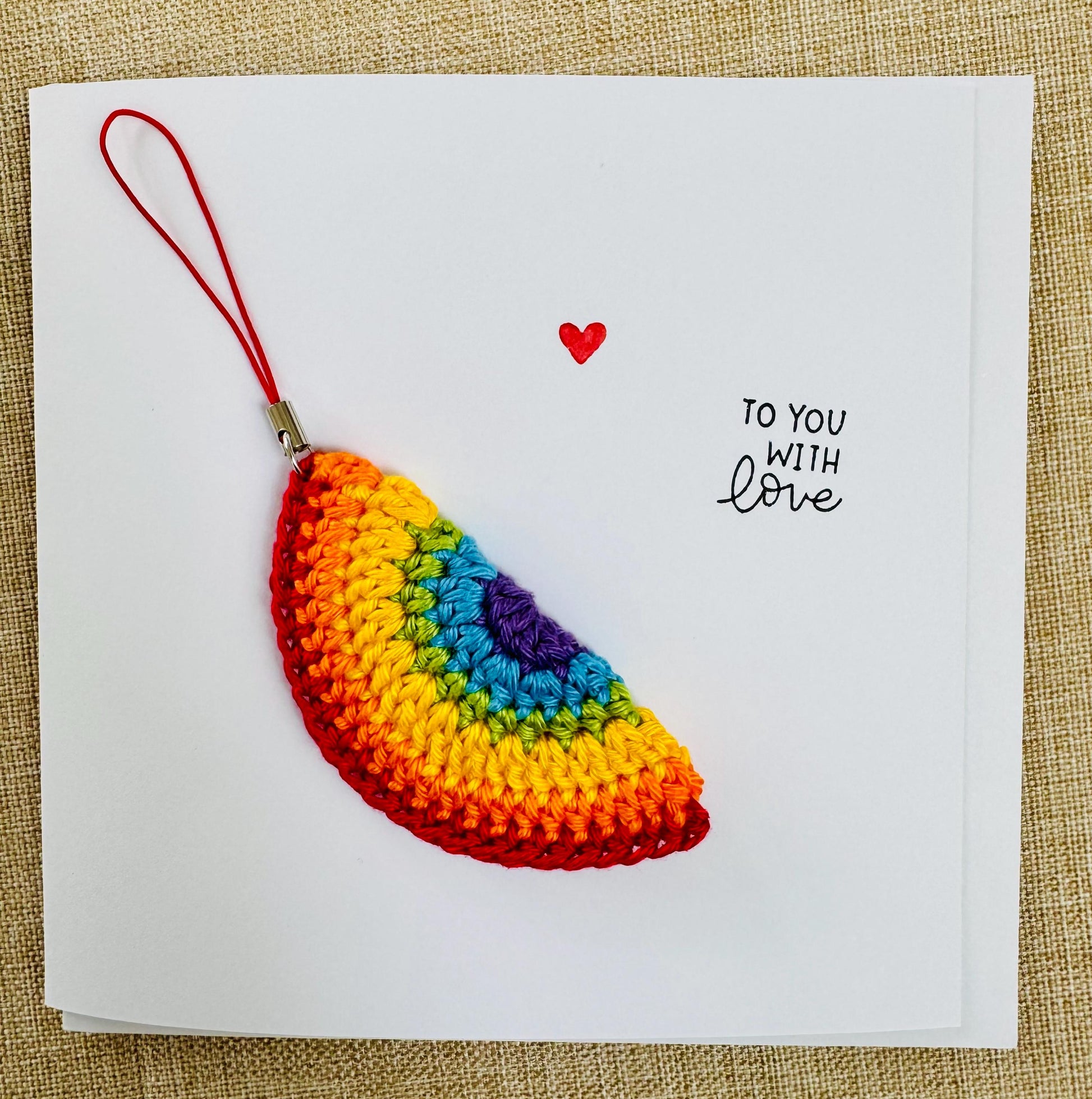 Rainbow Card – Detachable Keychain Gift - Handmade Crochet