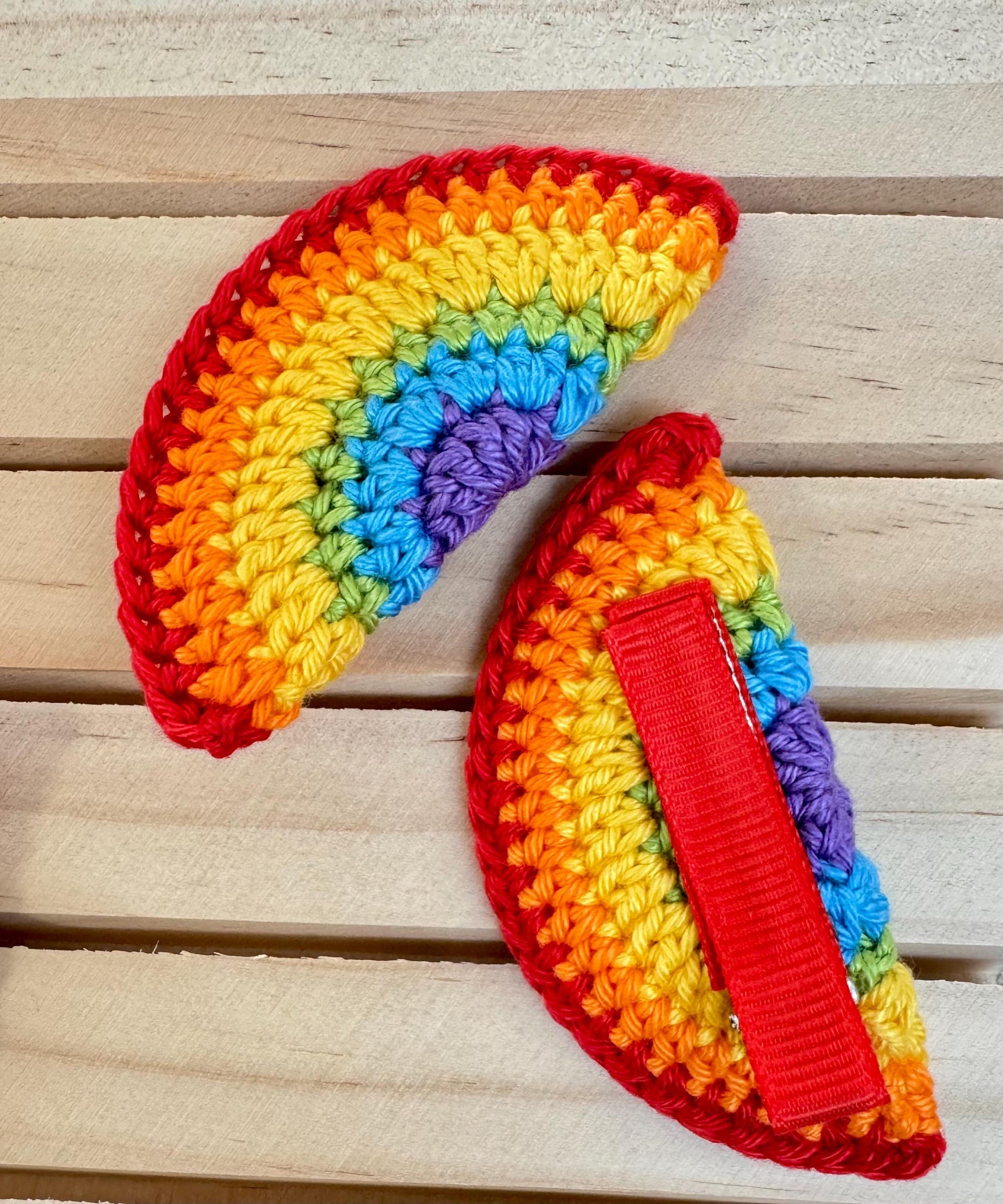 Rainbow Hair Clips – Handmade Crochet Cotton Hair Accessories with Crocodile Clip