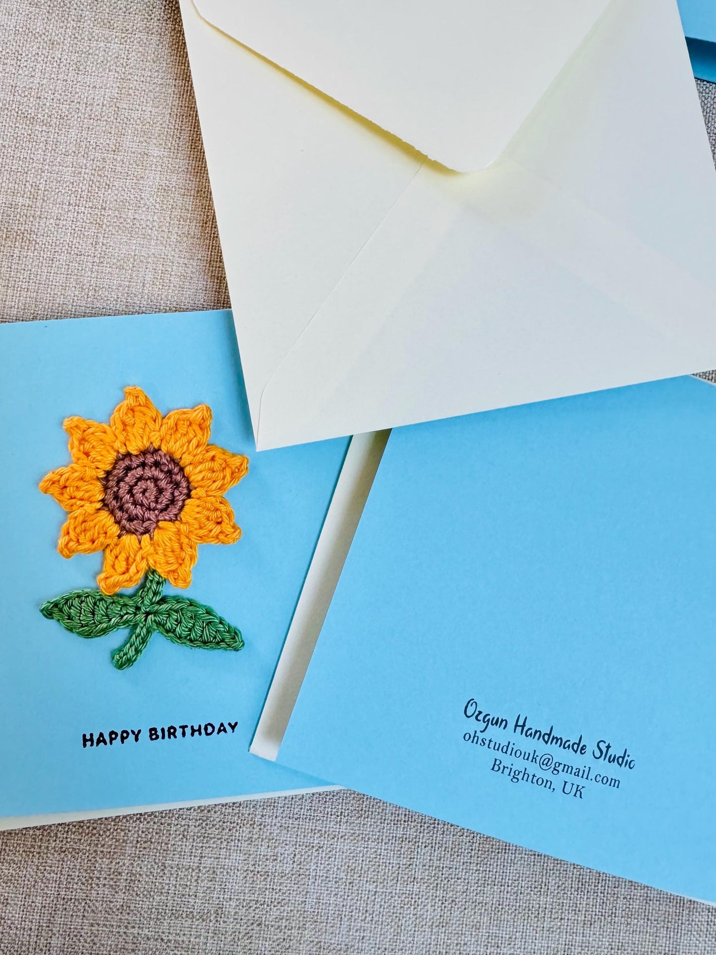 Sunflower Greeting Card – Handmade Keepsake Gift, Blank Inside - choose your message