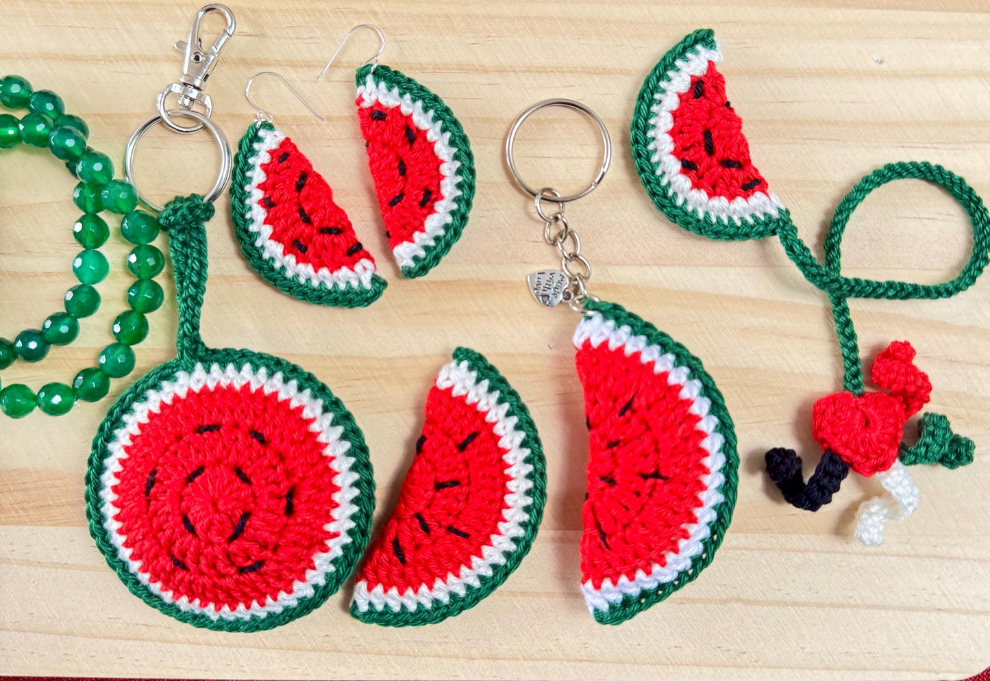 Watermelon Slice Keychain - Handmade Crochet