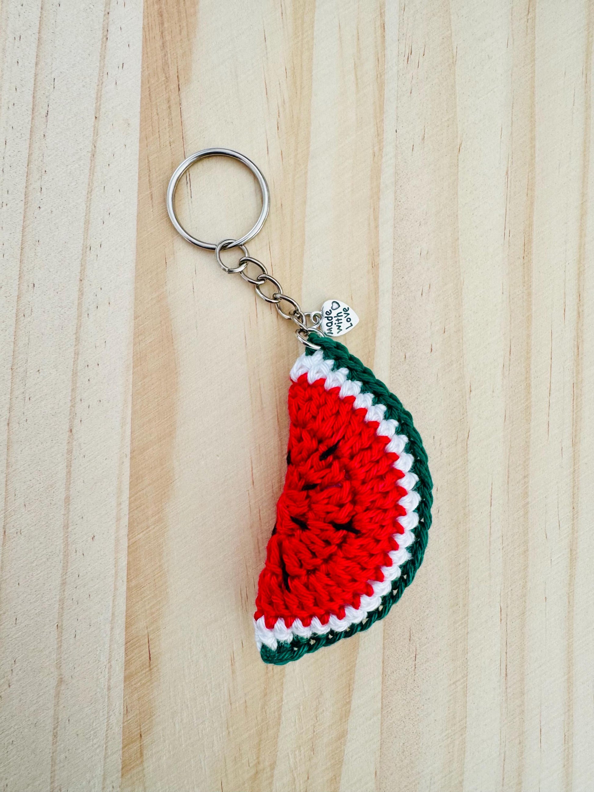 Watermelon Slice Keychain - Handmade Crochet