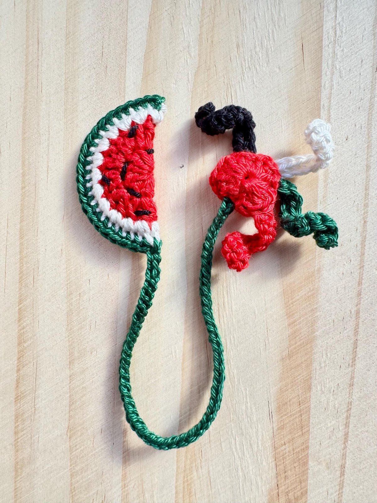 Crochet Watermelon Heart Bookmark: Palestinian Flag Colors, Car or Bag Charm __etsy:7257650312