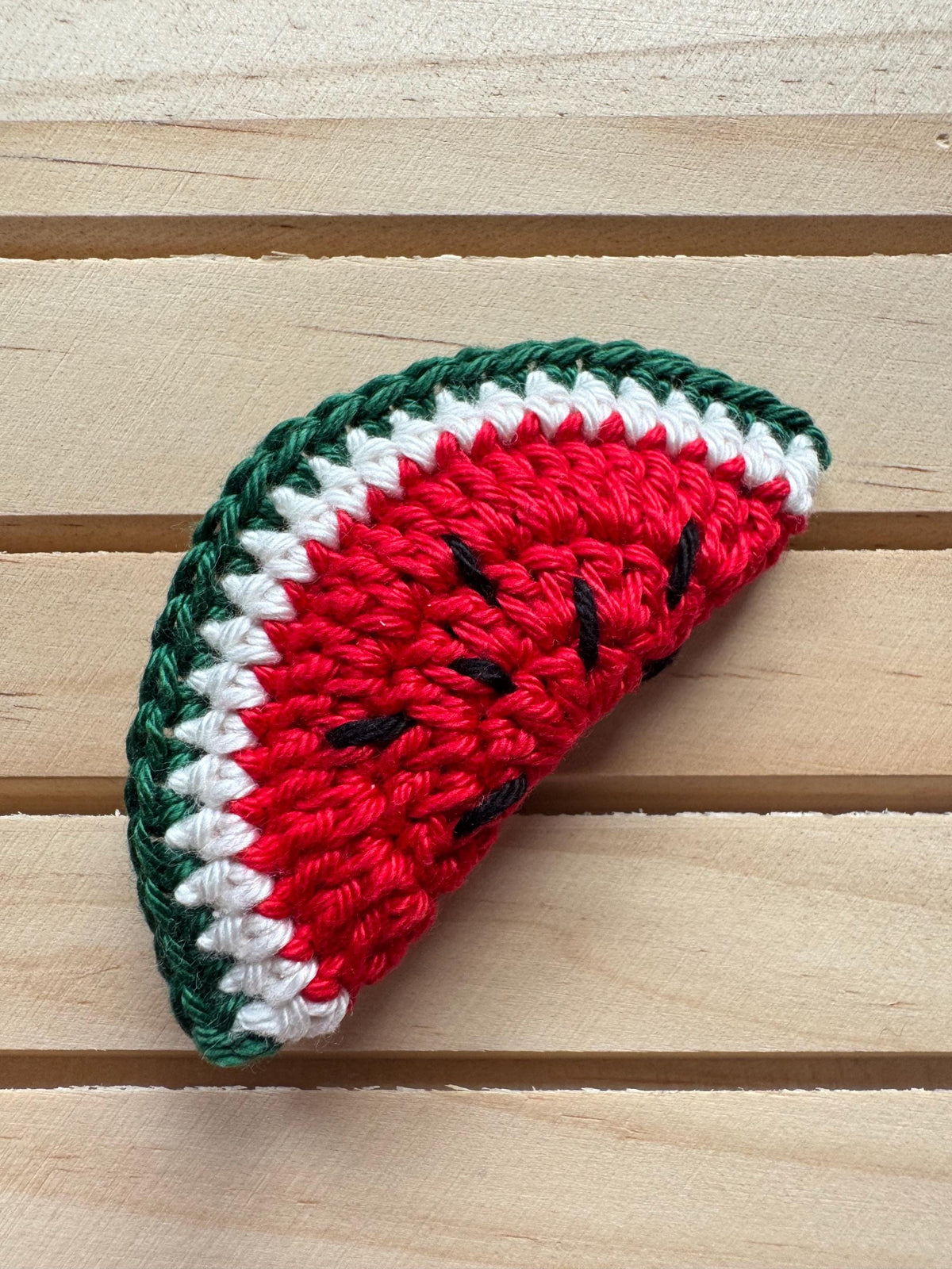 Crochet Watermelon Hair Clip: Handmade Cotton Summer Accessory __etsy:7260239076