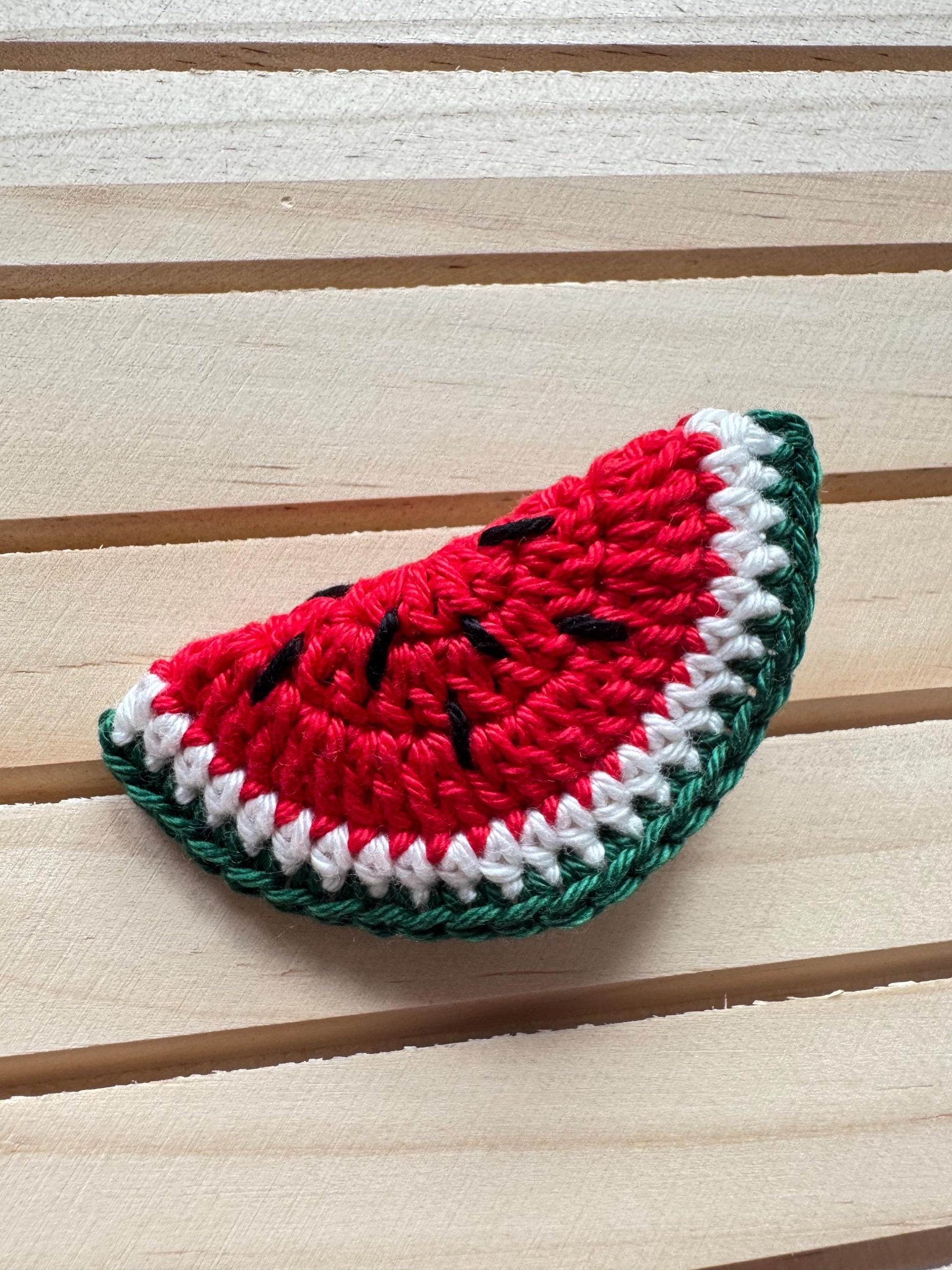 Crochet Watermelon Hair Clip: Handmade Cotton Summer Accessory __etsy:7308184897