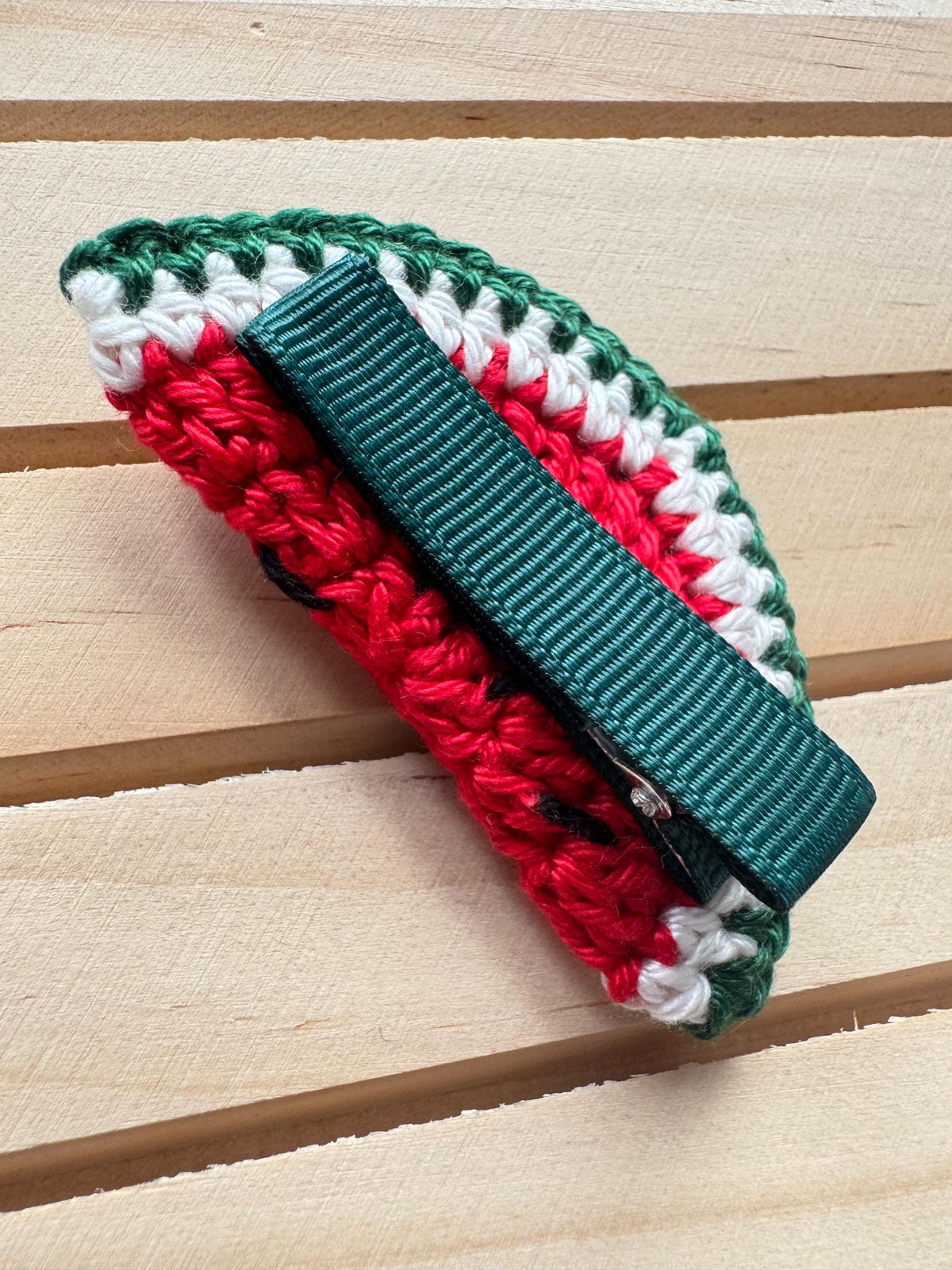 Crochet Watermelon Hair Clip: Handmade Cotton Summer Accessory __etsy:7308184955