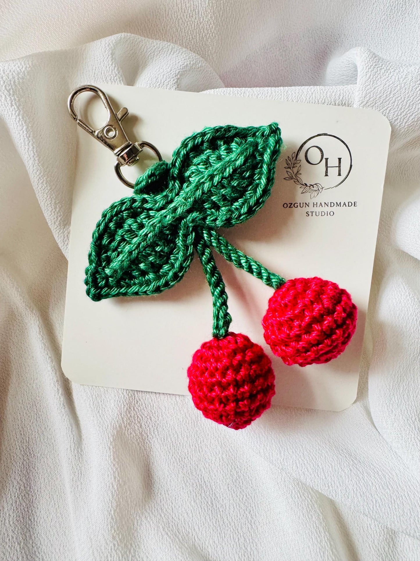 Cherry Crochet Keychain – Bag Charm __etsy:7823975537