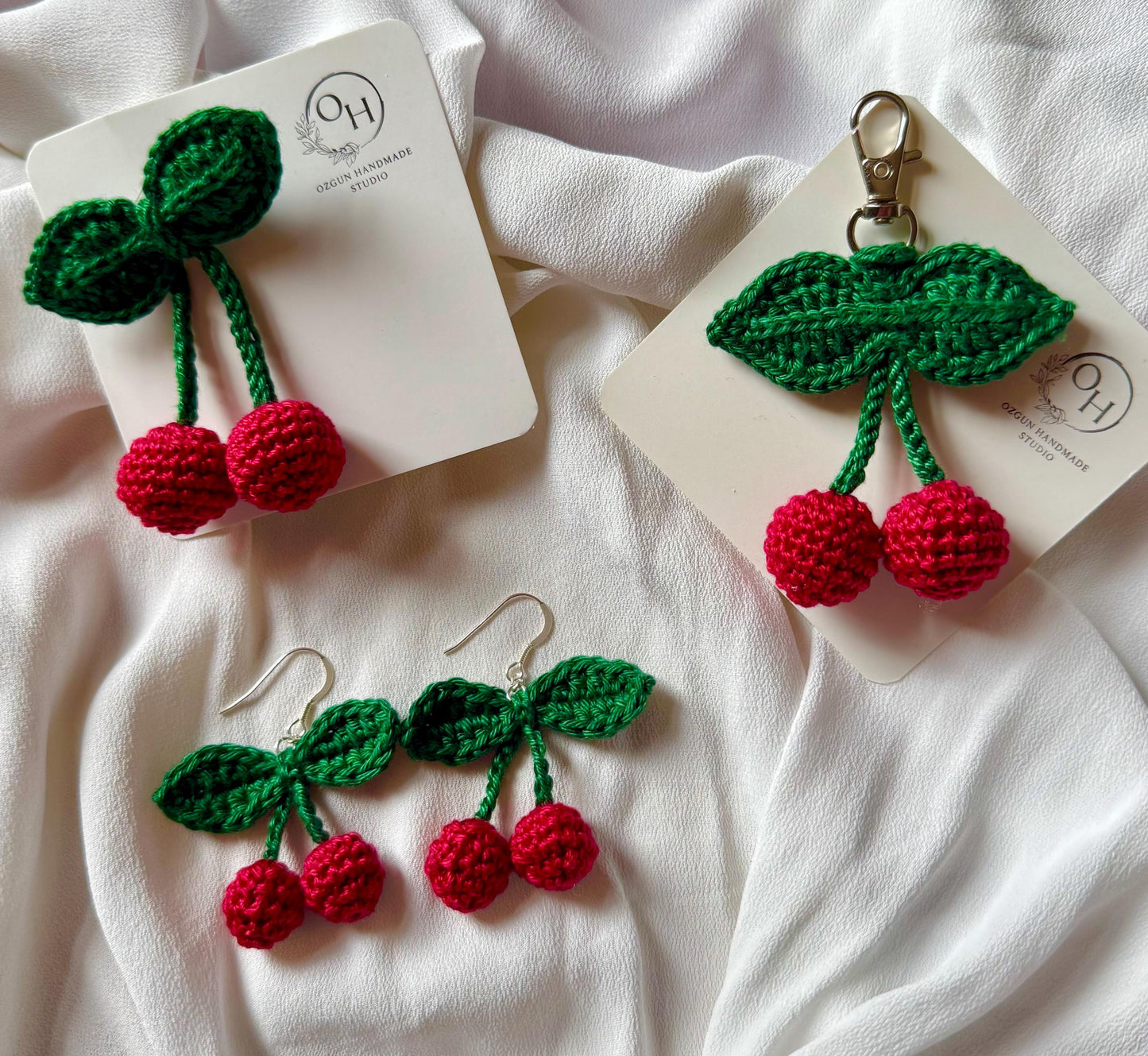 Cherry Crochet Keychain – Bag Charm __etsy:7824029105
