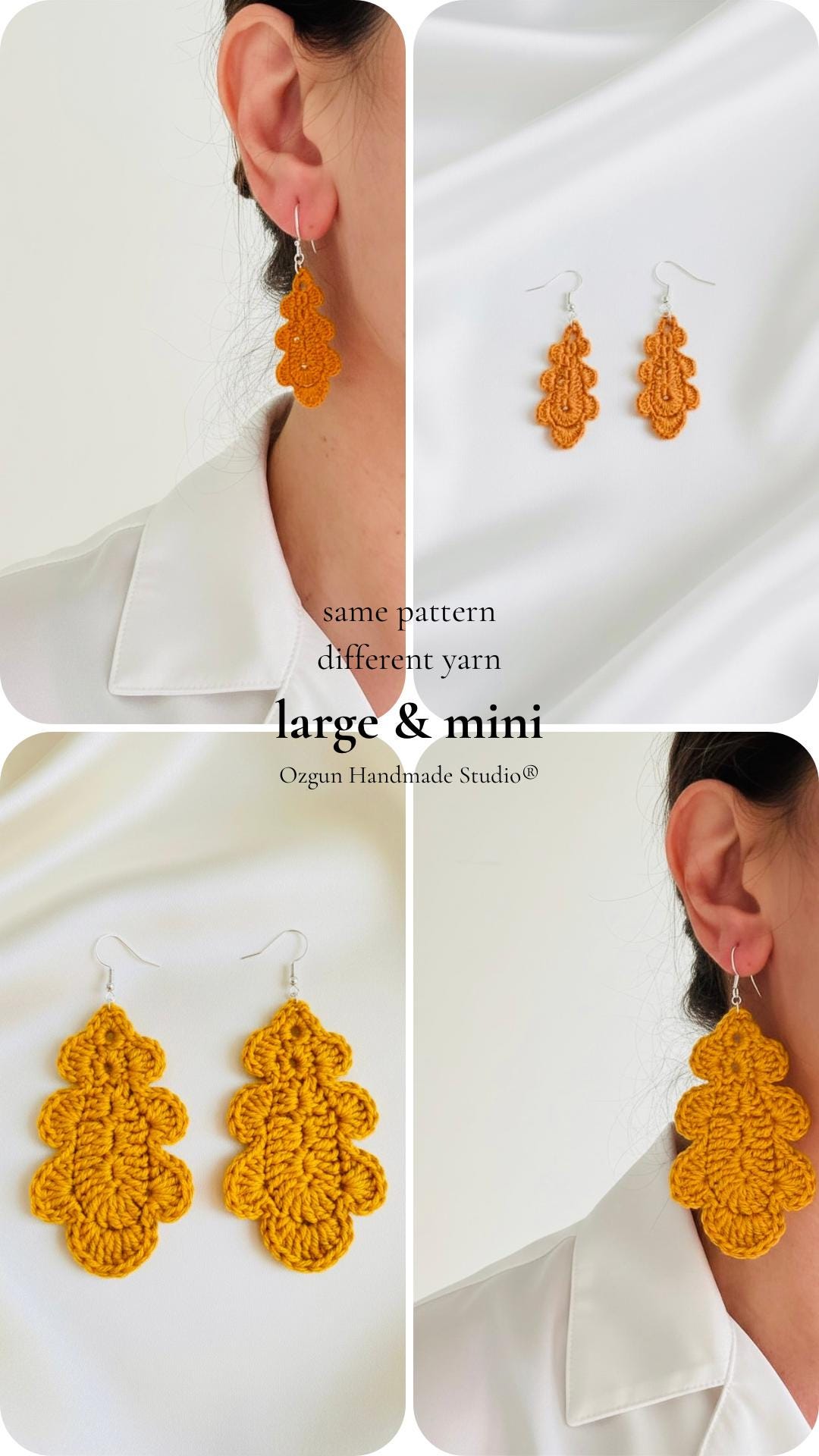 Oak Leaf Crochet Earrings – Botanical Crochet Jewellery – Sterling Silver Hooks __etsy:7845571094