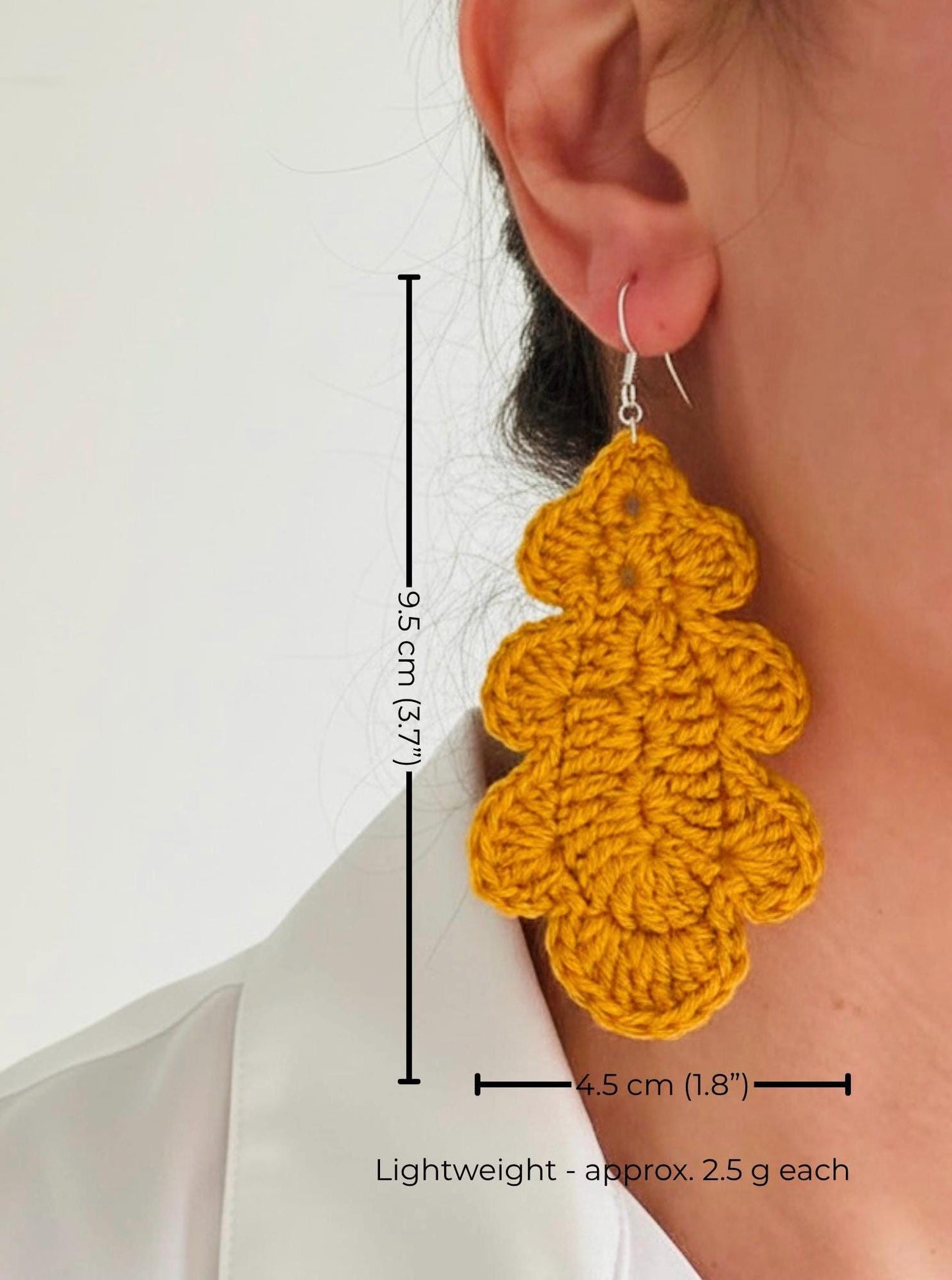 Oak Leaf Crochet Earrings – Botanical Crochet Jewellery – Sterling Silver Hooks __etsy:7893562581