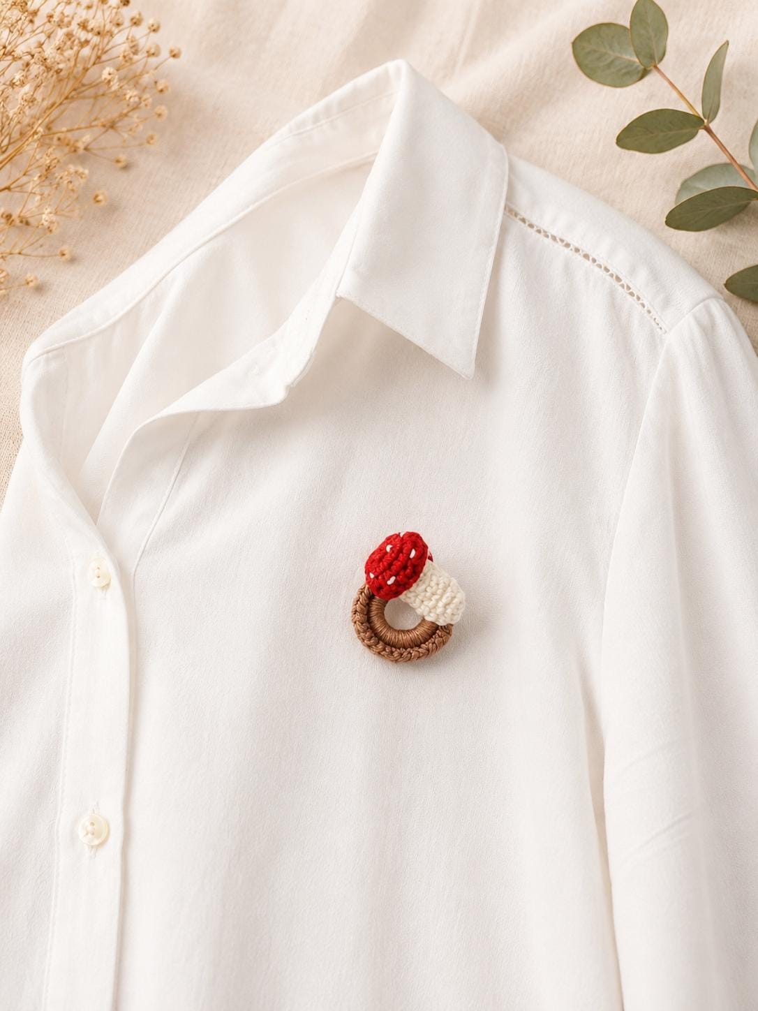 Crochet Mushroom Glasses Holder Brooch __etsy:8066812472