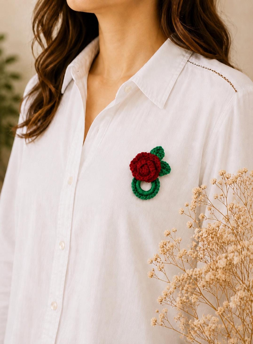 Crochet Rose Glasses Holder Brooch, Floral Eyeglasses Pin, Cotton Yarn, Handmade Accessory __etsy:8067178830