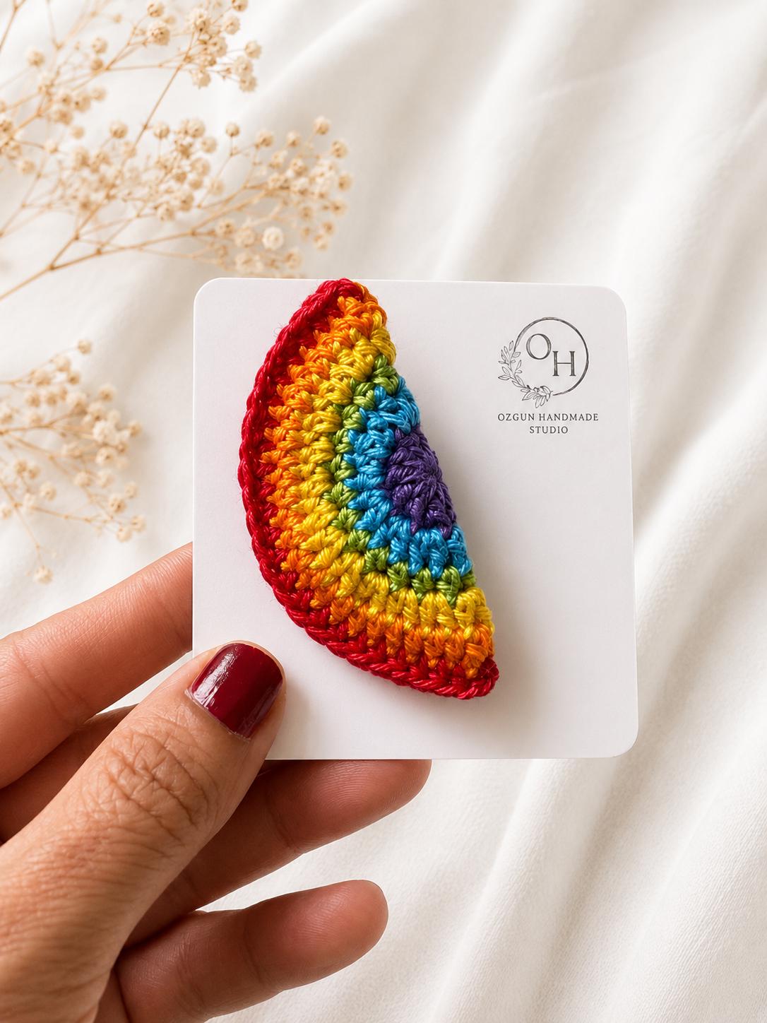 Crochet Rainbow Brooch – Handmade Pride Pin __etsy:8078582278