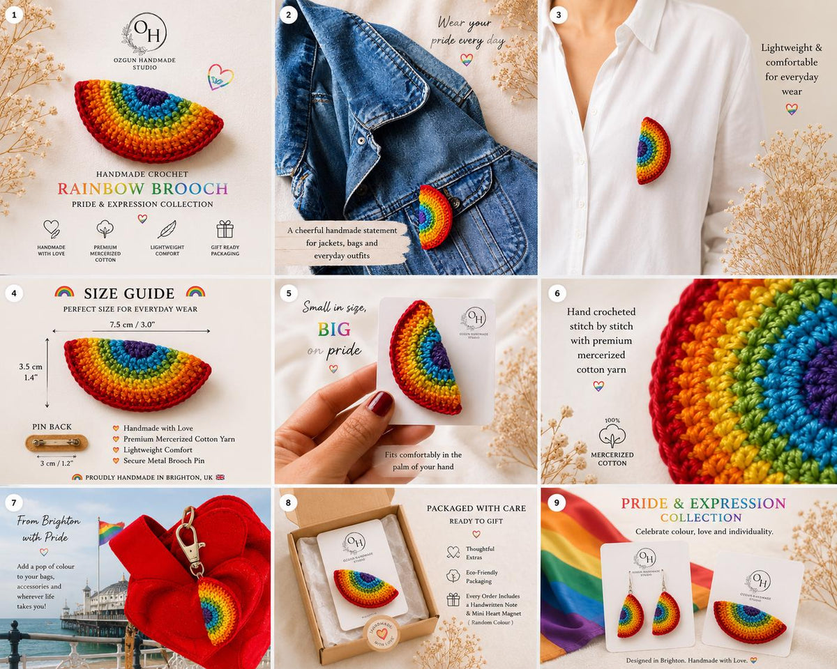 Crochet Rainbow Brooch – Handmade Pride Pin __etsy:8078699900
