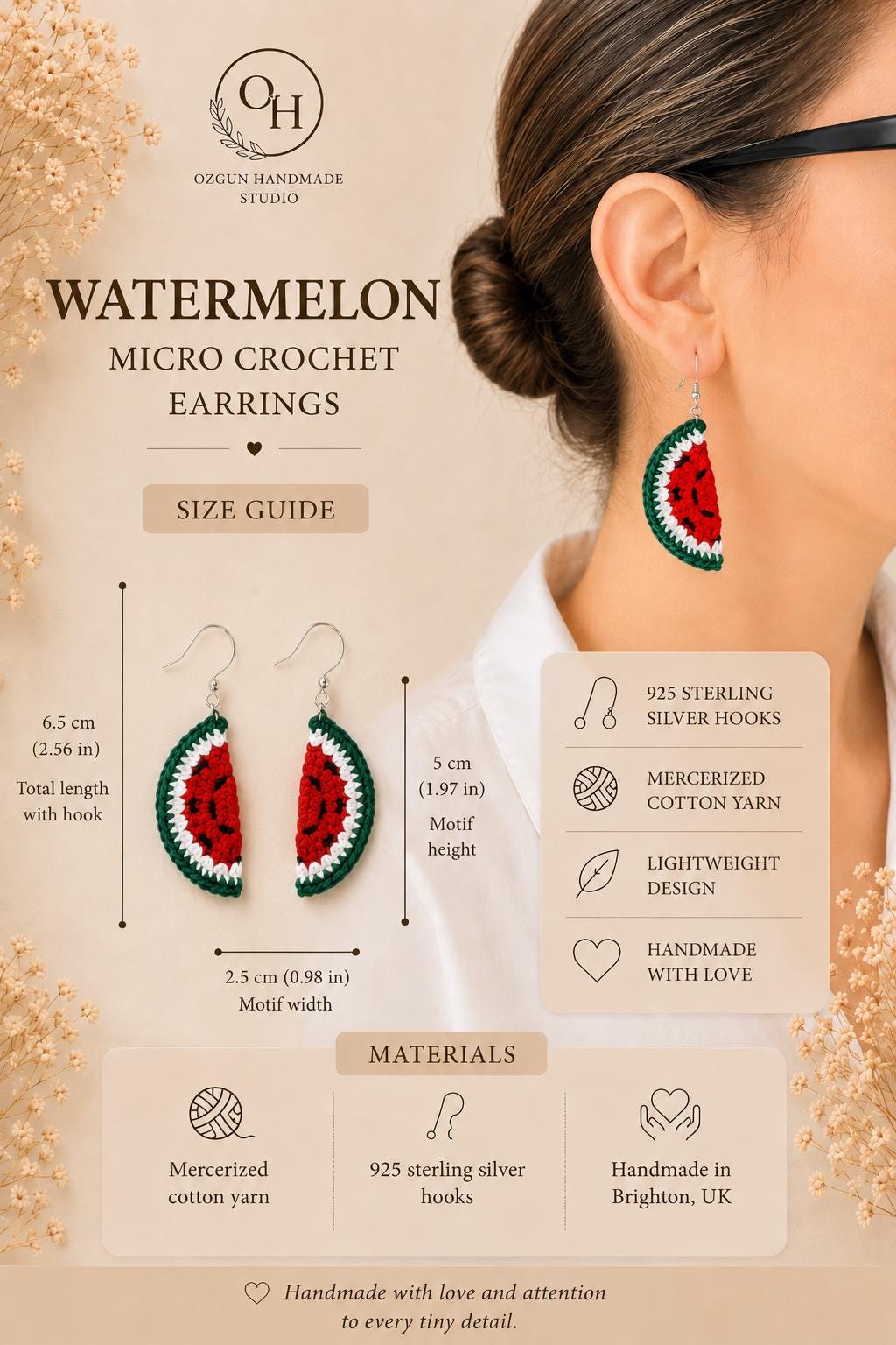 Handmade Crochet Watermelon Brooch, Cotton Summer Fruit Accessory, Cottagecore Style Pin __etsy:8080517996