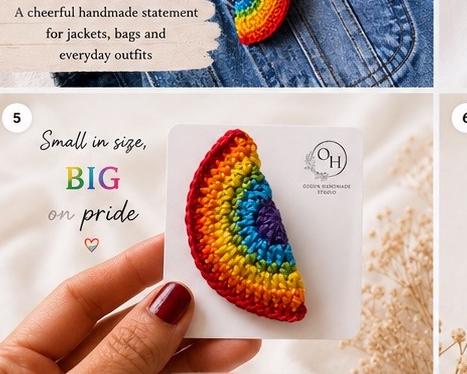 Crochet Rainbow Heart Keychain with Pride Flag Charm __etsy:8080638024