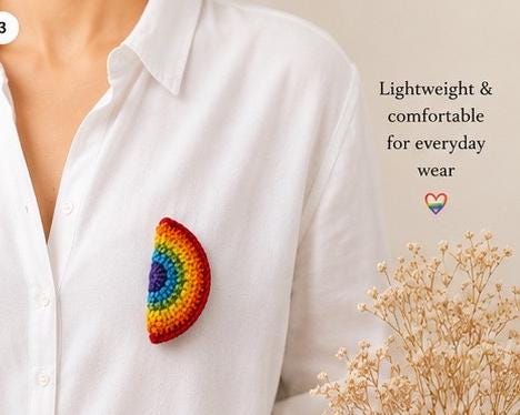 Crochet Rainbow Heart Keychain with Pride Flag Charm __etsy:8080645938