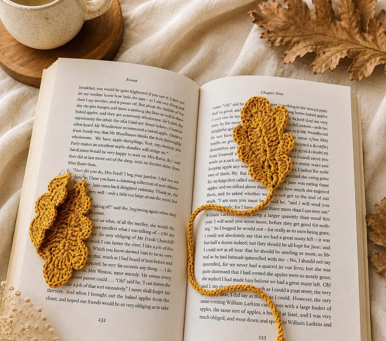 Oak Leaf Crochet Bookmark – Handmade Botanical Bookmark __etsy:8080960214