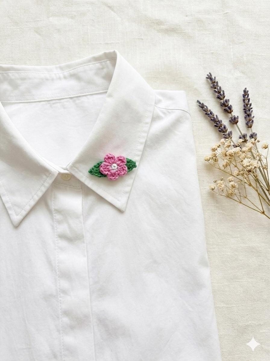 Handmade Crochet Flower Brooch: Cotton Floral Pin, 6 Colors __etsy:8081785726
