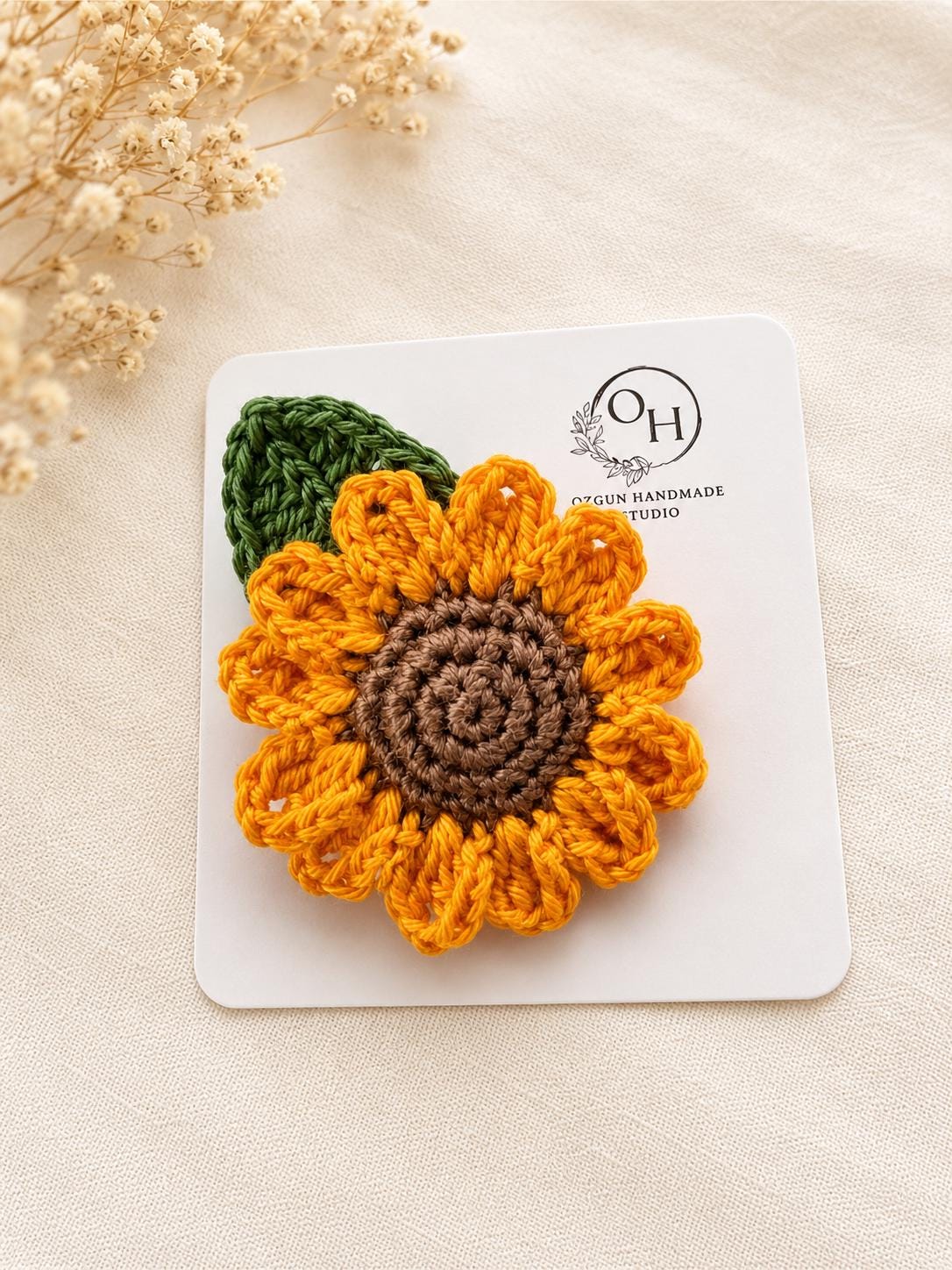 Sunflower Crochet Brooch + Bookmark Set – Handmade Floral Gift, Nature Inspired, UK Made __etsy:8085867124