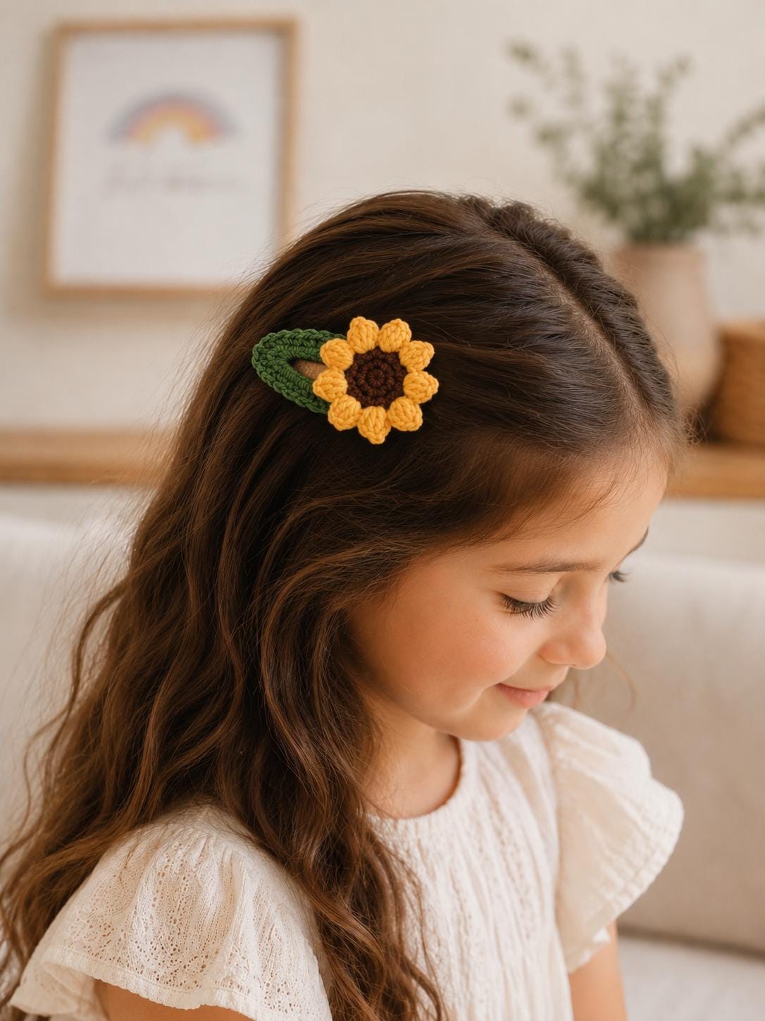 Crochet Sunflower or Daisy Hair Clip __etsy:8089667258
