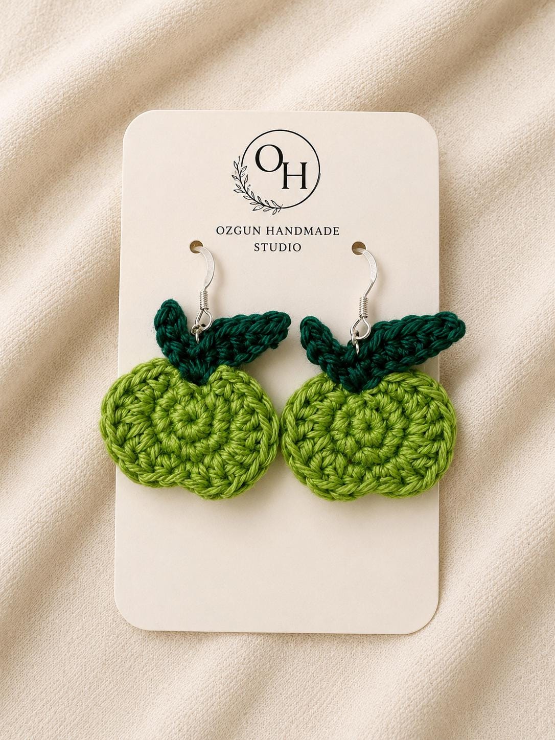 Apple Earrings - crochet earrings - sterling silver hooks __etsy:8102347897