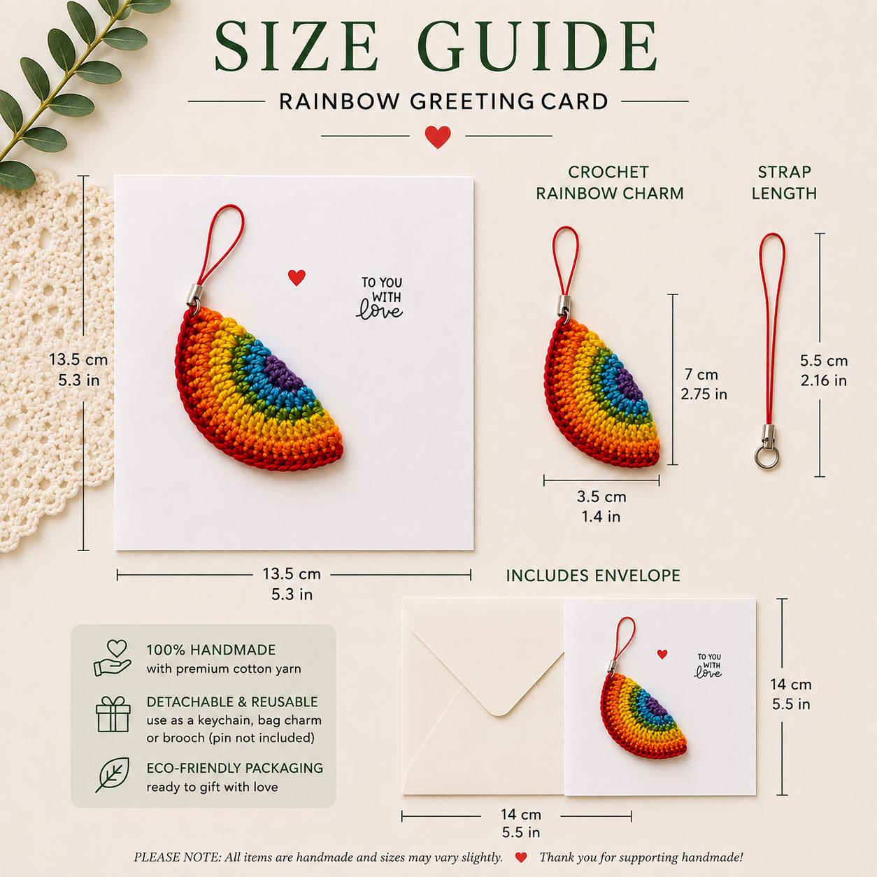 Rainbow Card – Detachable Keychain Gift - Handmade Crochet __etsy:8104299972