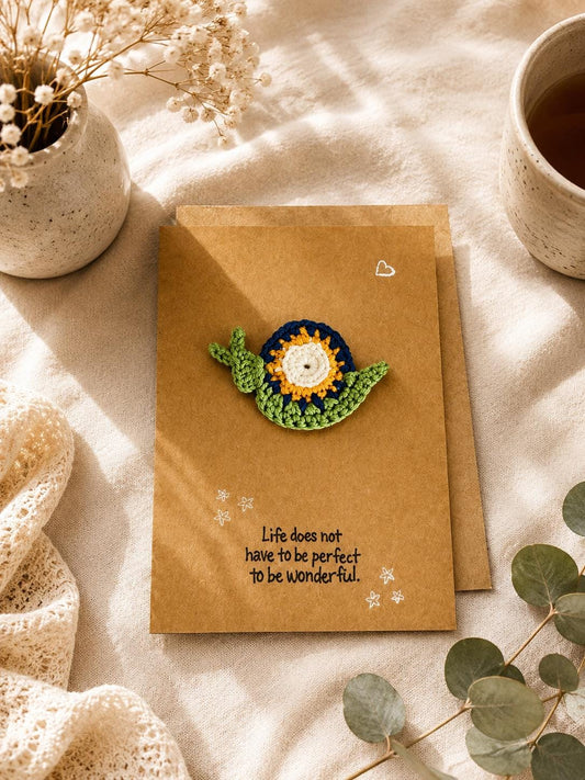 Handmade Crochet Snail Greeting Card: Mindful Quote, with Envelope __etsy:8104396280