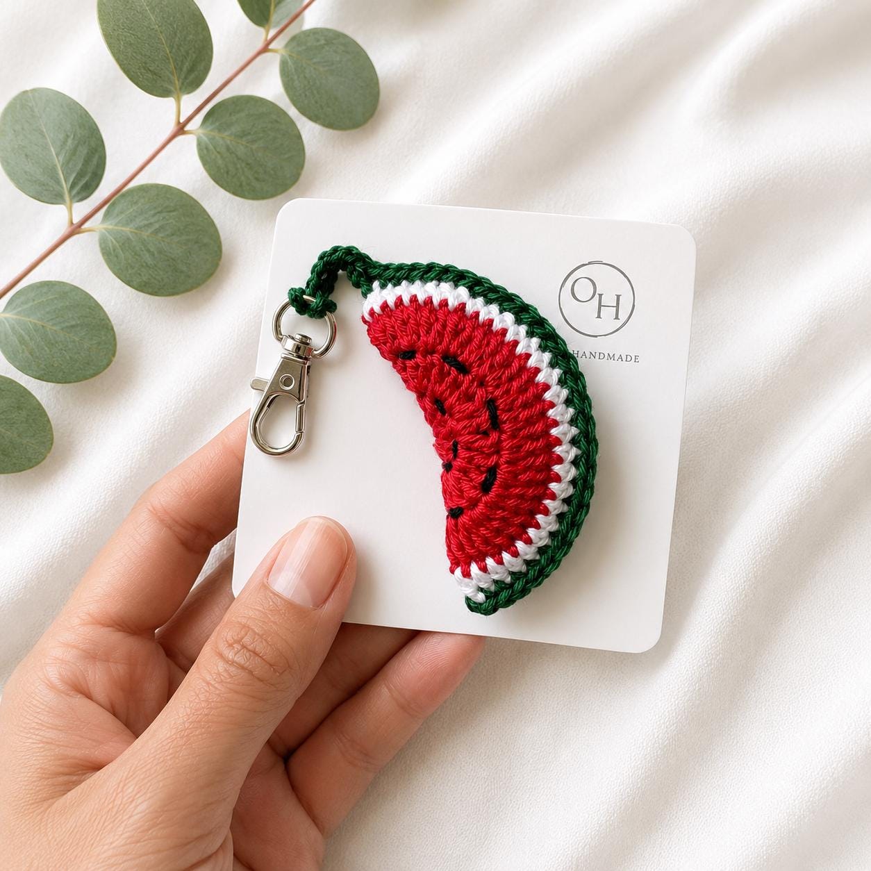Handmade Crochet Watermelon Brooch, Cotton Summer Fruit Accessory, Cottagecore Style Pin __etsy:8107489164