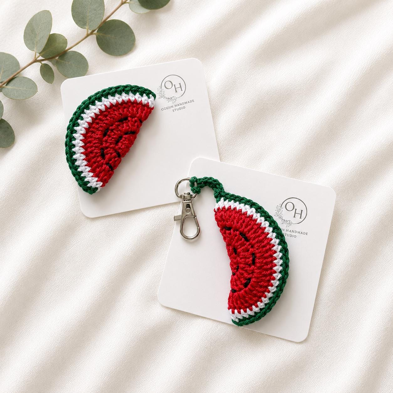 Handmade Crochet Watermelon Brooch, Cotton Summer Fruit Accessory, Cottagecore Style Pin __etsy:8107510230