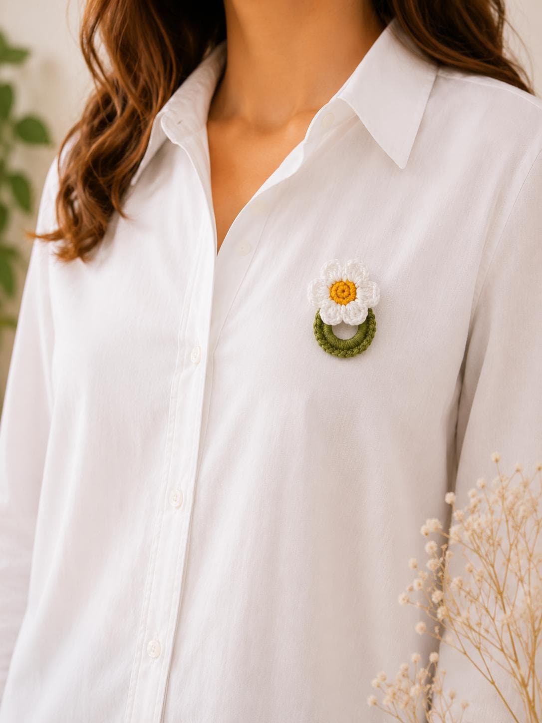 Crochet Daisy Glasses Holder Brooch, Handmade Floral Eyeglass Accessory __etsy:8114563965