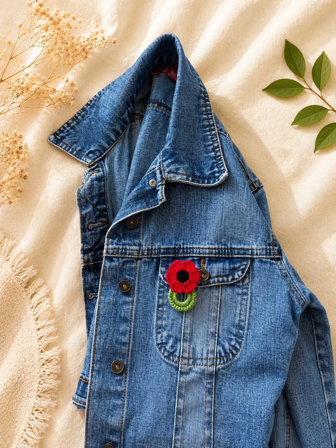 Crochet Poppy Glasses Holder Brooch, Handmade Floral Eyeglass Accessory __etsy:8114572419