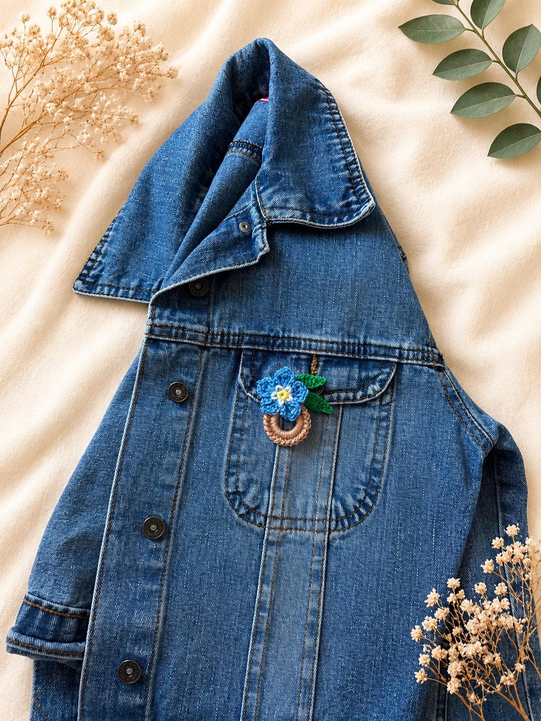 Crochet Forget Me Not Flower Glasses Holder Brooch, Botanical Eyeglass Pin Accessory __etsy:8114927481