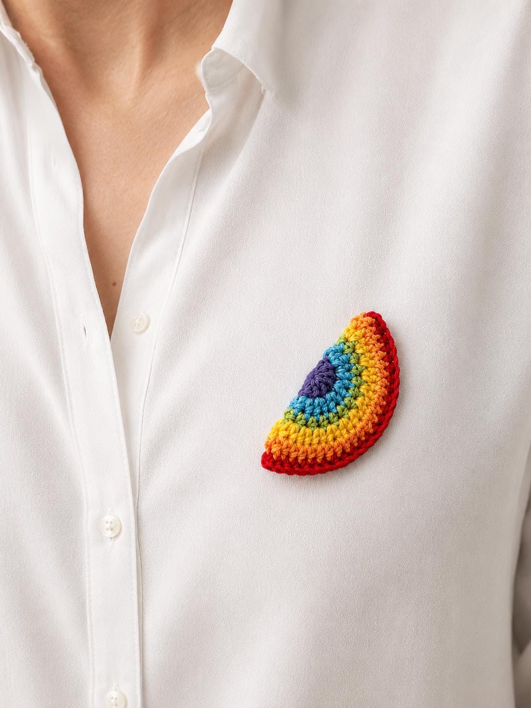 Crochet Rainbow Brooch – Handmade Pride Pin __etsy:8126485103