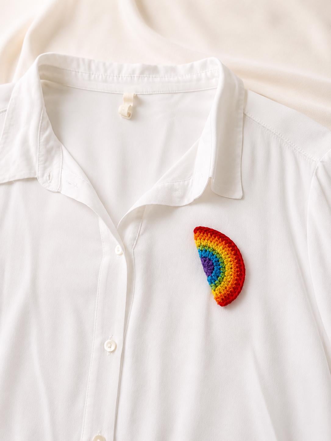 Crochet Rainbow Brooch – Handmade Pride Pin __etsy:8126501945