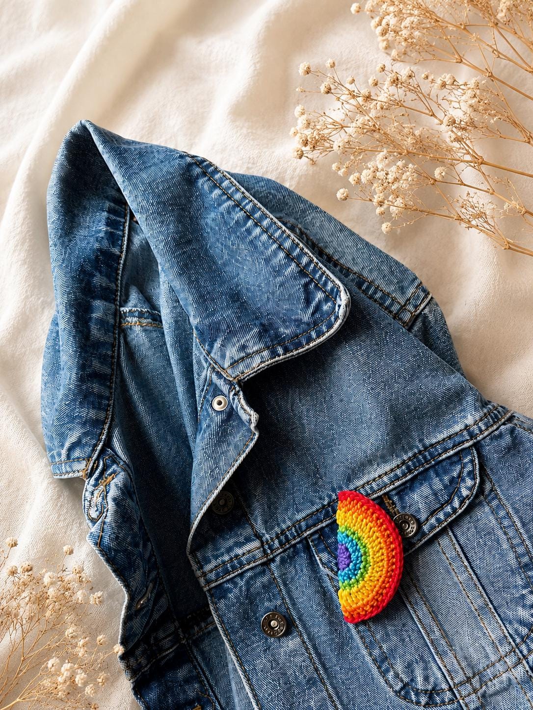 Crochet Rainbow Brooch – Handmade Pride Pin __etsy:8126513599