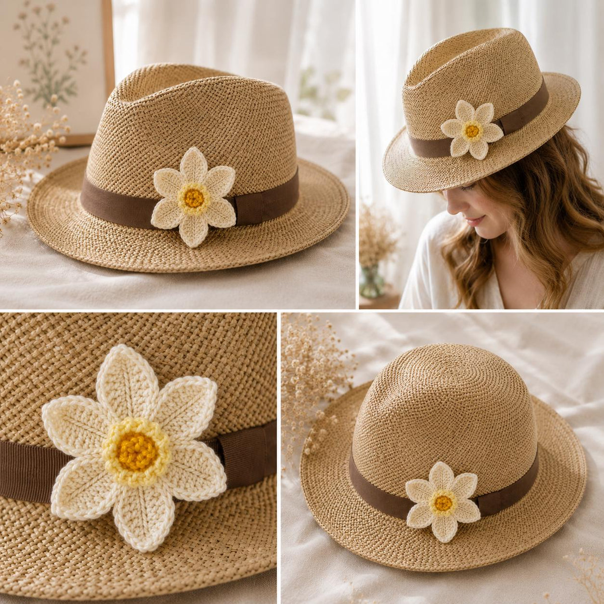 Crochet Daffodil Hair Clip – Handmade Flower Hair Accessory __etsy:8127703954
