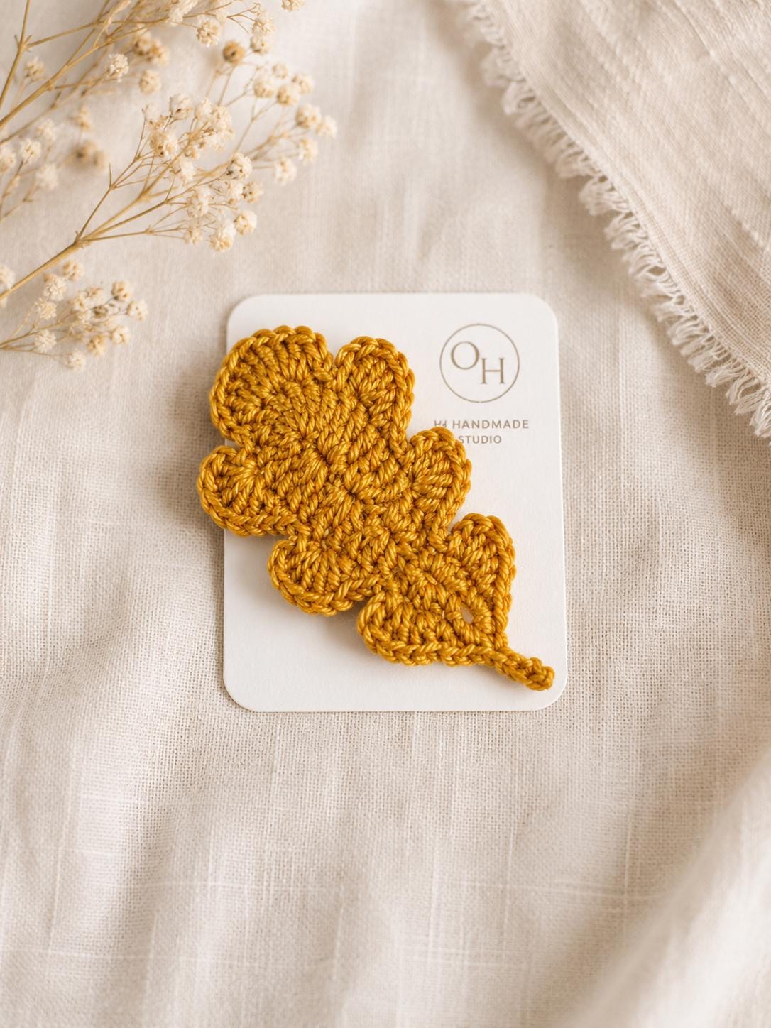 Oak Leaf Crochet Brooch – Handmade Botanical Brooch – Plant Lover Gift __etsy:8128962635