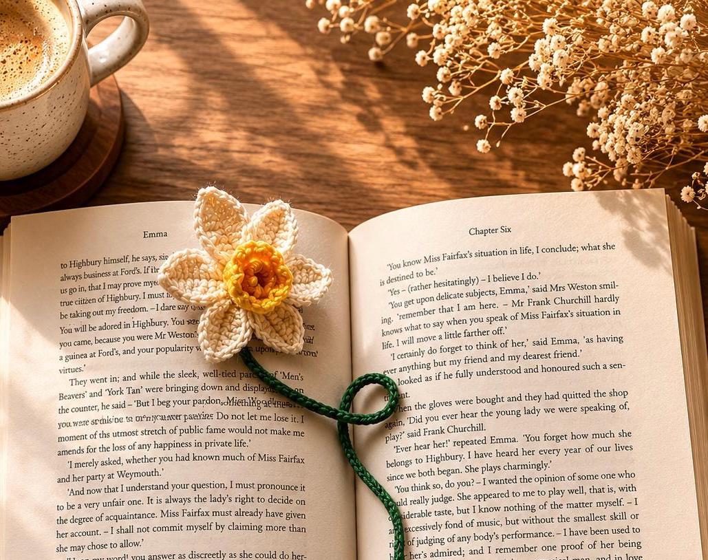 Handmade Crochet Daffodil Bookmark – Daffodil Hope Collection __etsy:8128993543