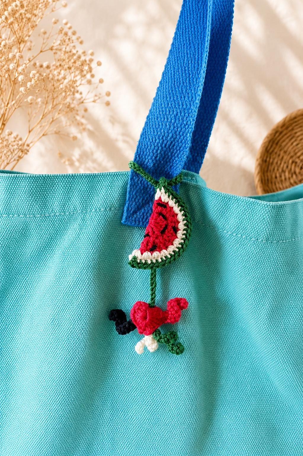 Crochet Watermelon Heart Bookmark: Palestinian Flag Colors, Car or Bag Charm __etsy:8129026433