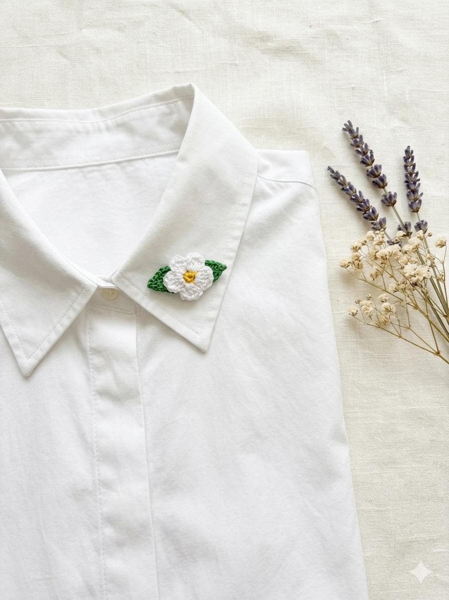 Handmade Crochet Flower Brooch: Cotton Floral Pin, 6 Colors __etsy:8129680123