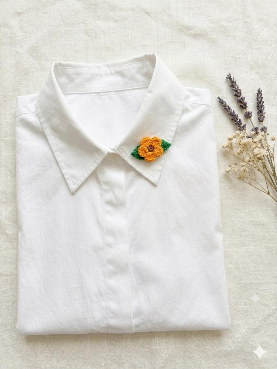 Handmade Crochet Flower Brooch: Cotton Floral Pin, 6 Colors __etsy:8129680143
