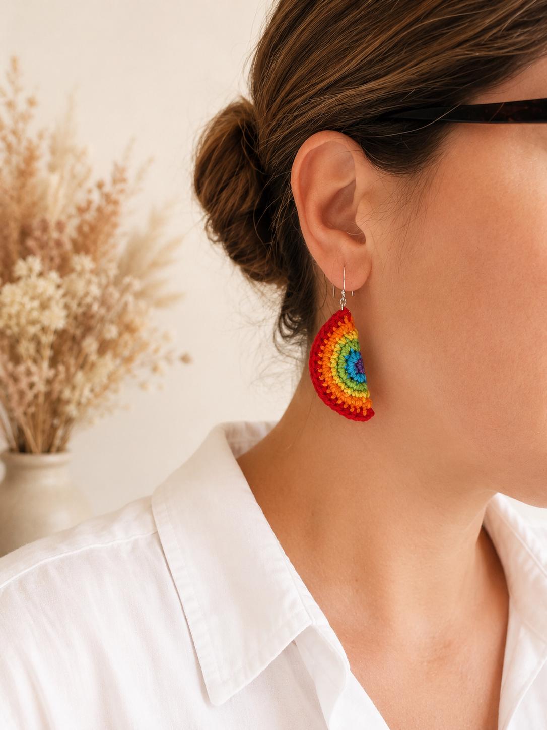 Crochet Rainbow Brooch – Handmade Pride Pin __etsy:8130673261