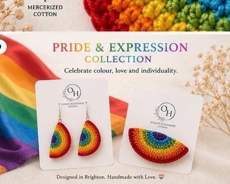 Crochet Rainbow Heart Keychain with Pride Flag Charm __etsy:8131778723